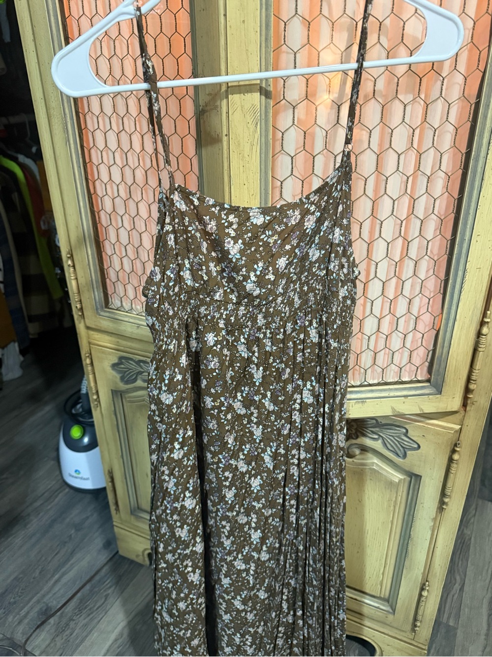 Blush Floral Maxi Dress in Brown and Pastel Accents